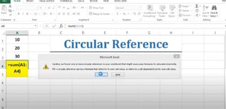 How do I get rid of a circular reference error in Excel?