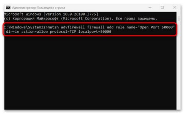 How do I open port 50000 on Windows?