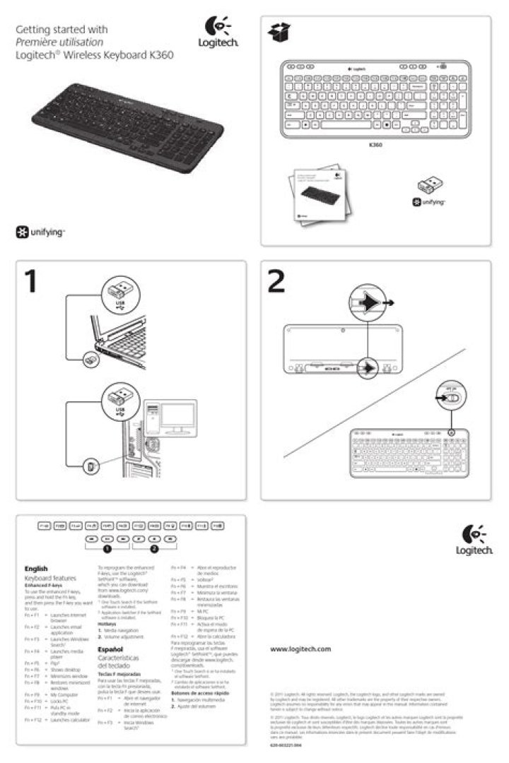 How do you reset a Logitech K360 keyboard?