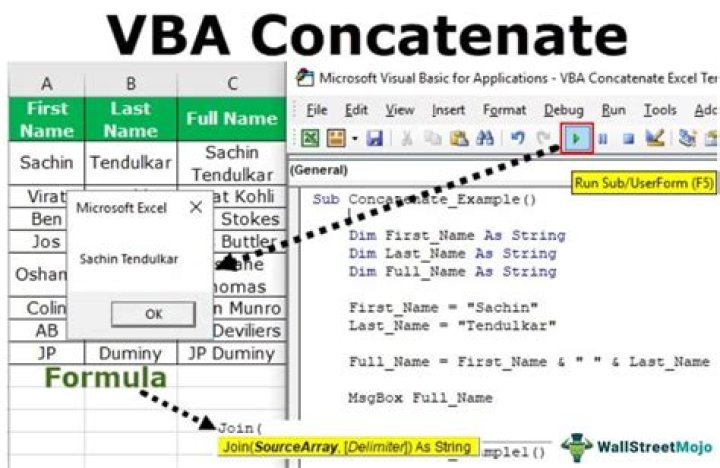 How do you use the concatenate function in VBA?