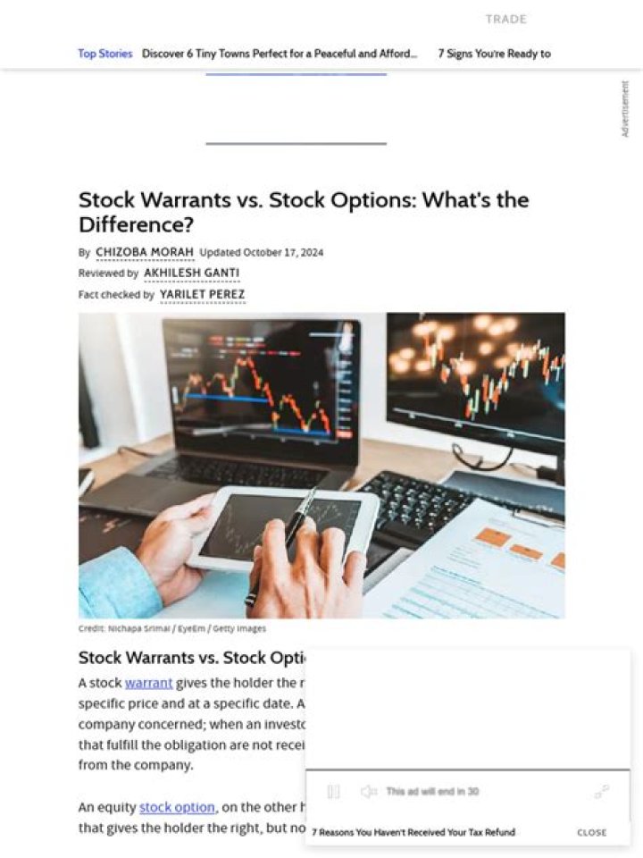 What are stock option warrants?