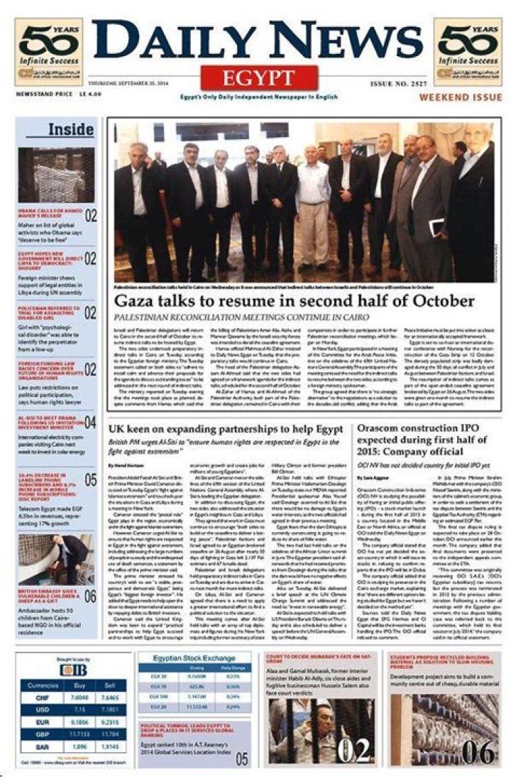 What is the major newspaper in Egypt?